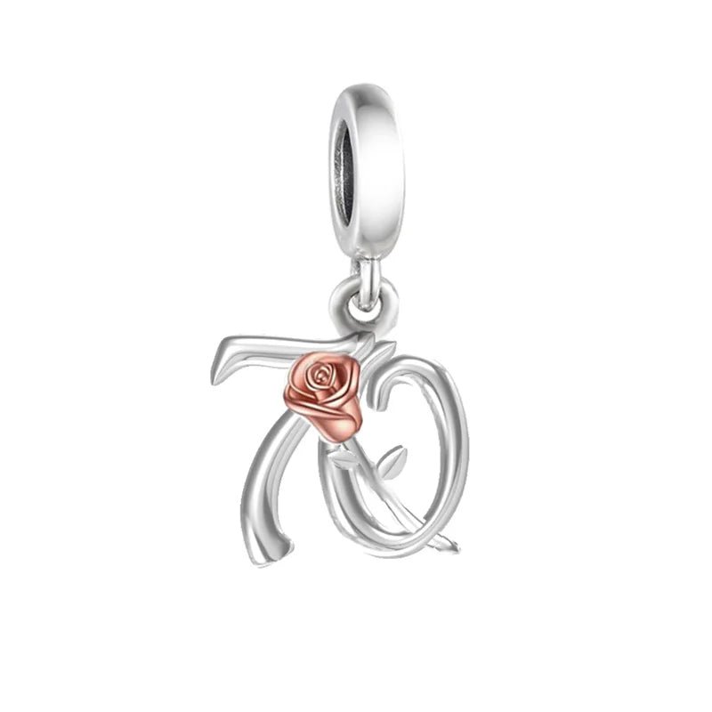 Celebration 925 70th Birthday Charm Engraved 70th Birthday Charm