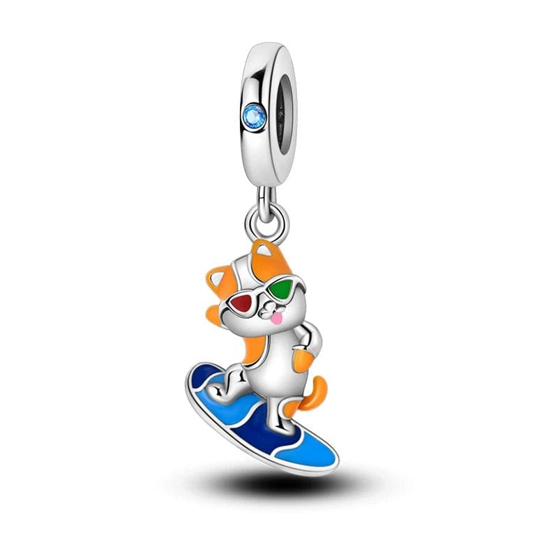 Surfer Cat Summer Dangle Charm