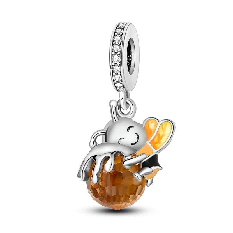 Bee Hugging Honey Dangle Charm