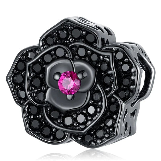 Black Rose Flower Charm