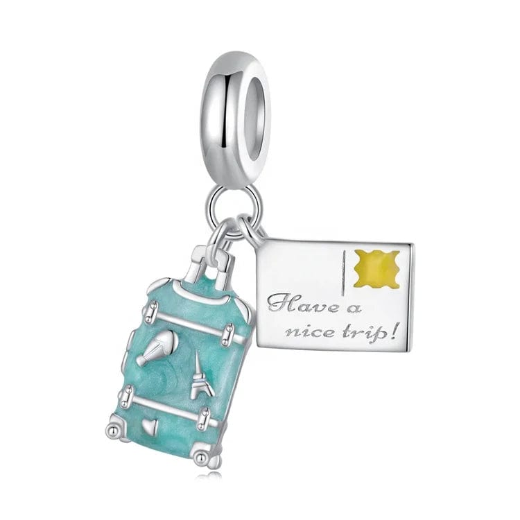 Bon Voyage Luggage and Postcard Dangle Charm