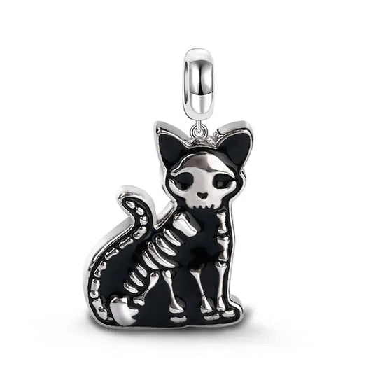 Double Sided Cat Skeleton Charm