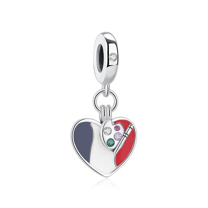 France Flag Heart & Palette Charm