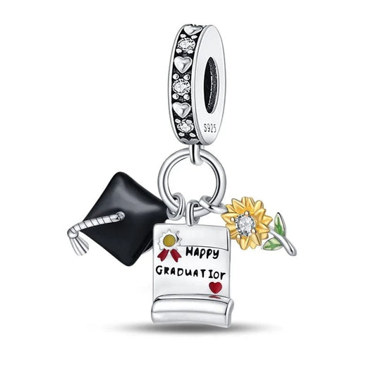 Happy Graduation Triple Dangle Charm