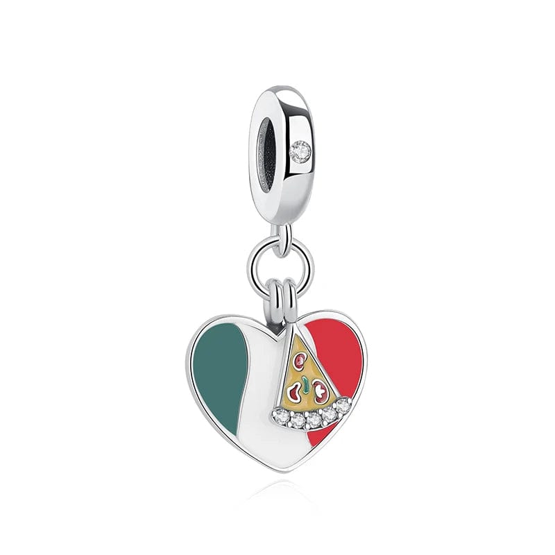 Italian Flag Heart & Pizza Charm