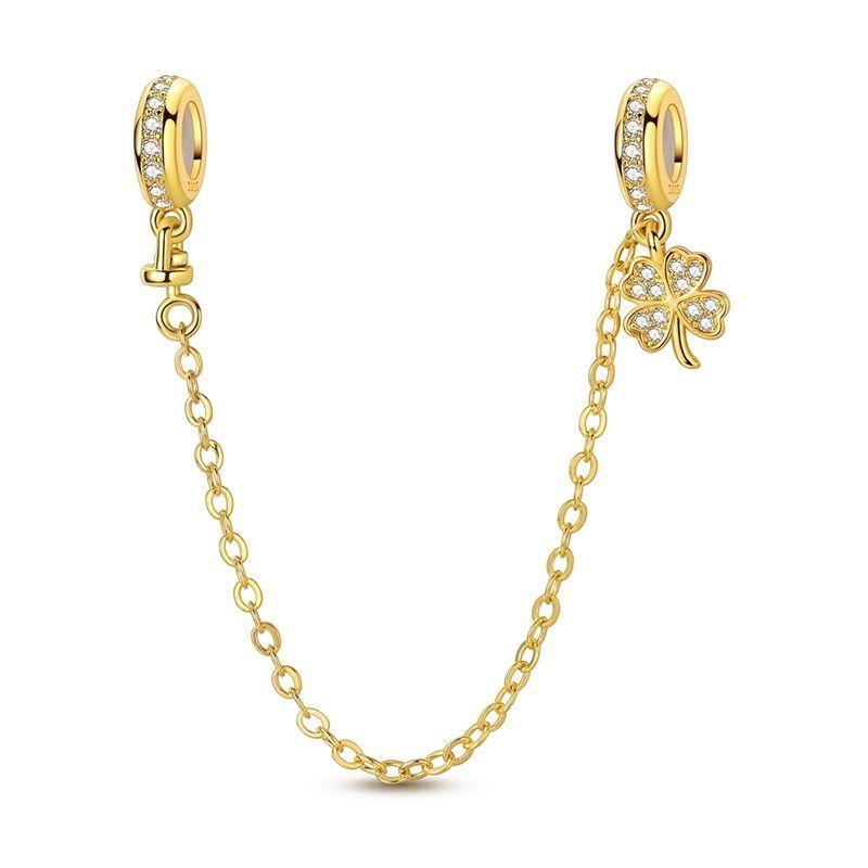 Golden Clover Safety Chain Charm