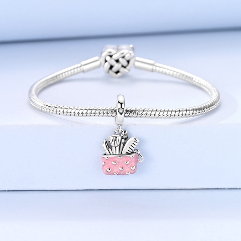 Beauty Essentials Pink Makeup Bag Dangle Charm