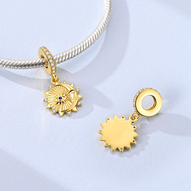 Celestial Sun, Moon & Evil Eye Dangle Charm