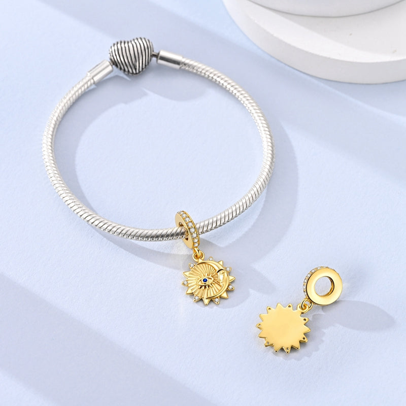 Celestial Sun, Moon & Evil Eye Dangle Charm