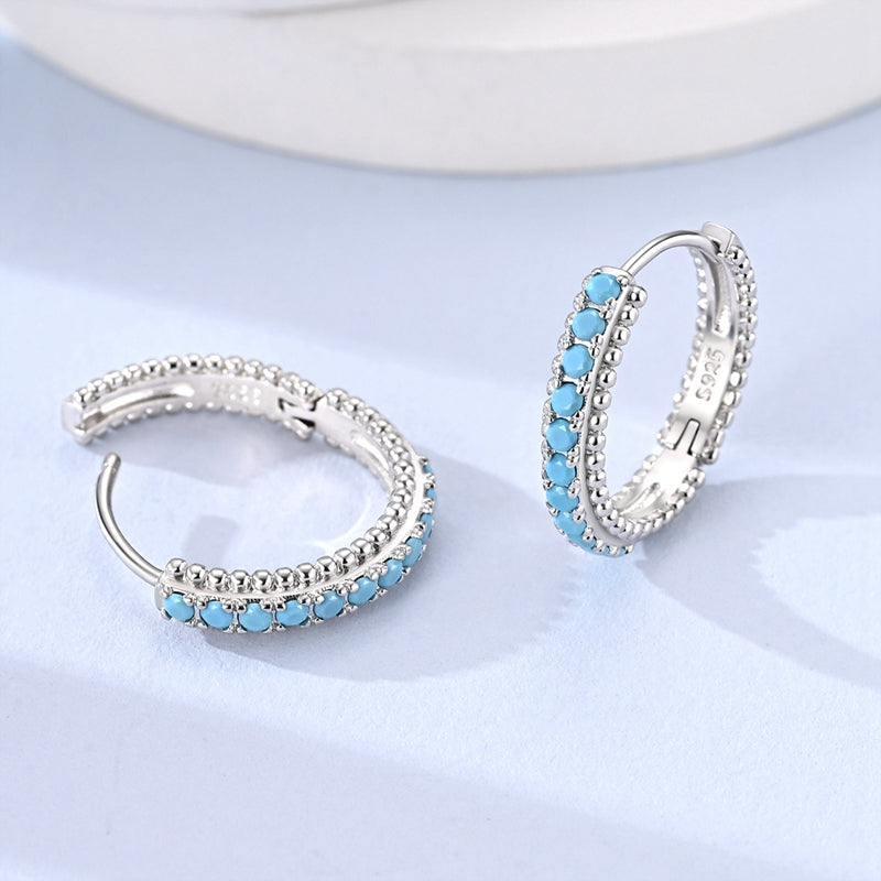 Turquoise Beaded Hoop Earrings