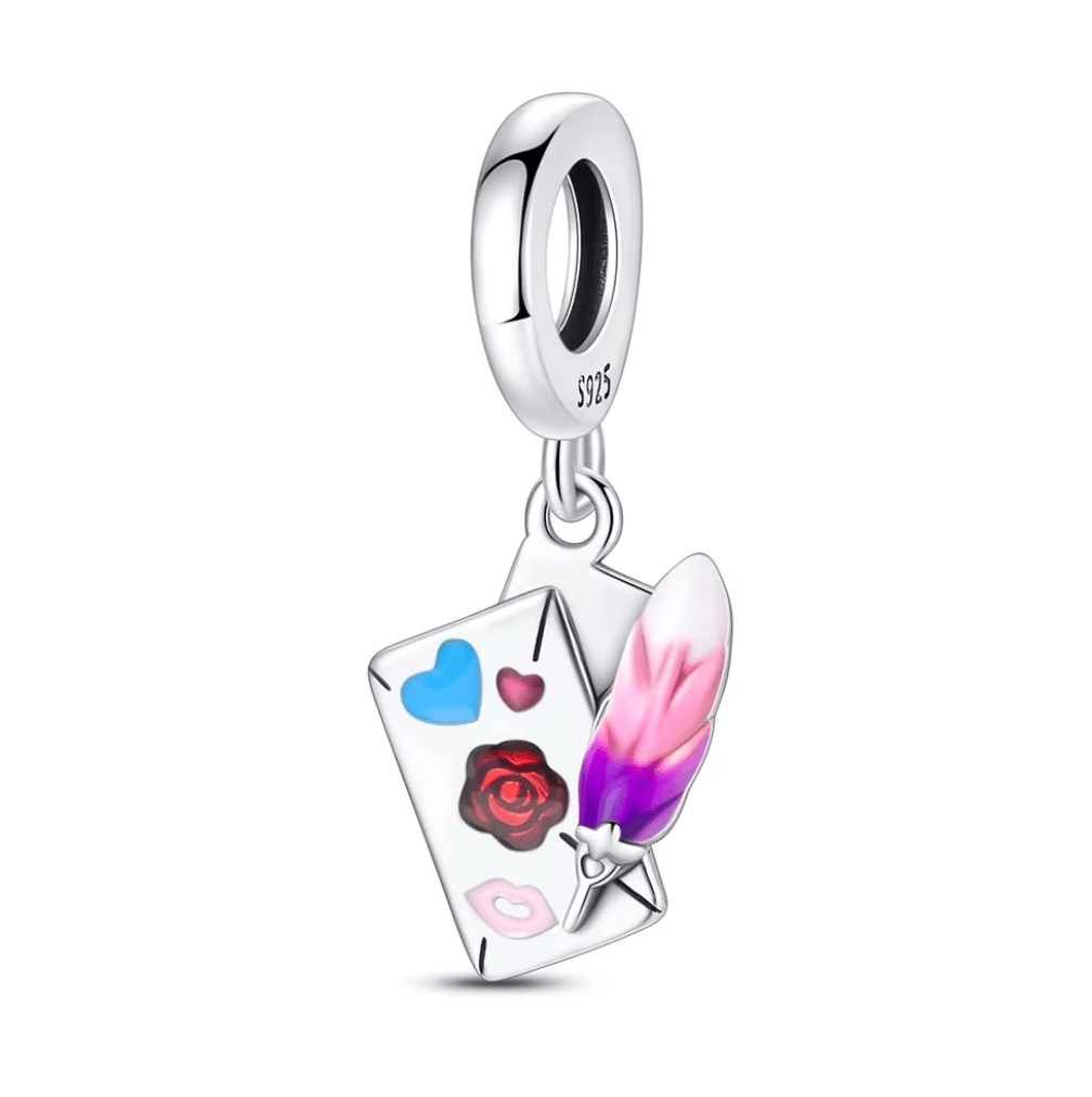 Love Letter and Feather Quill Charm
