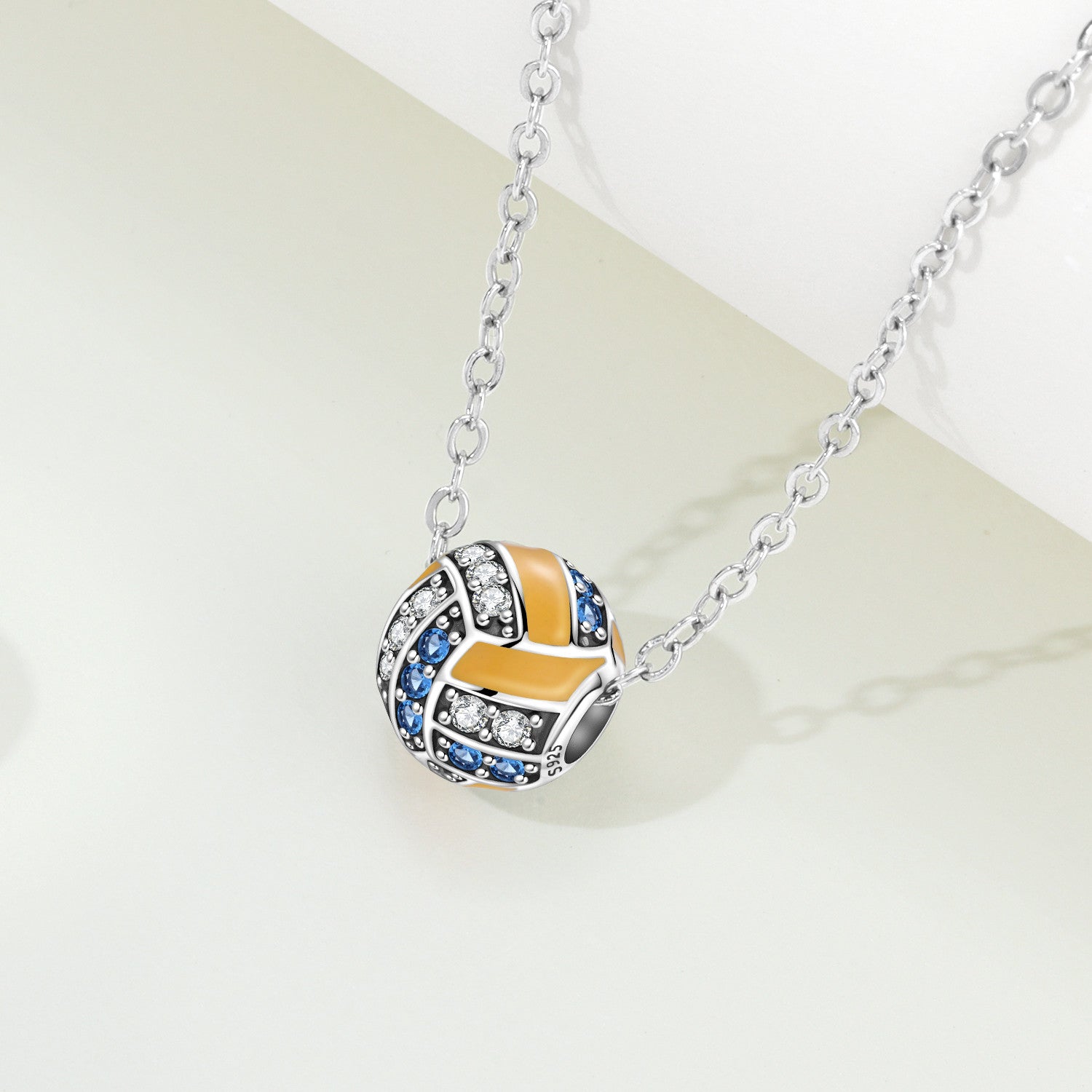 Volleyball Blue Crystal Charm