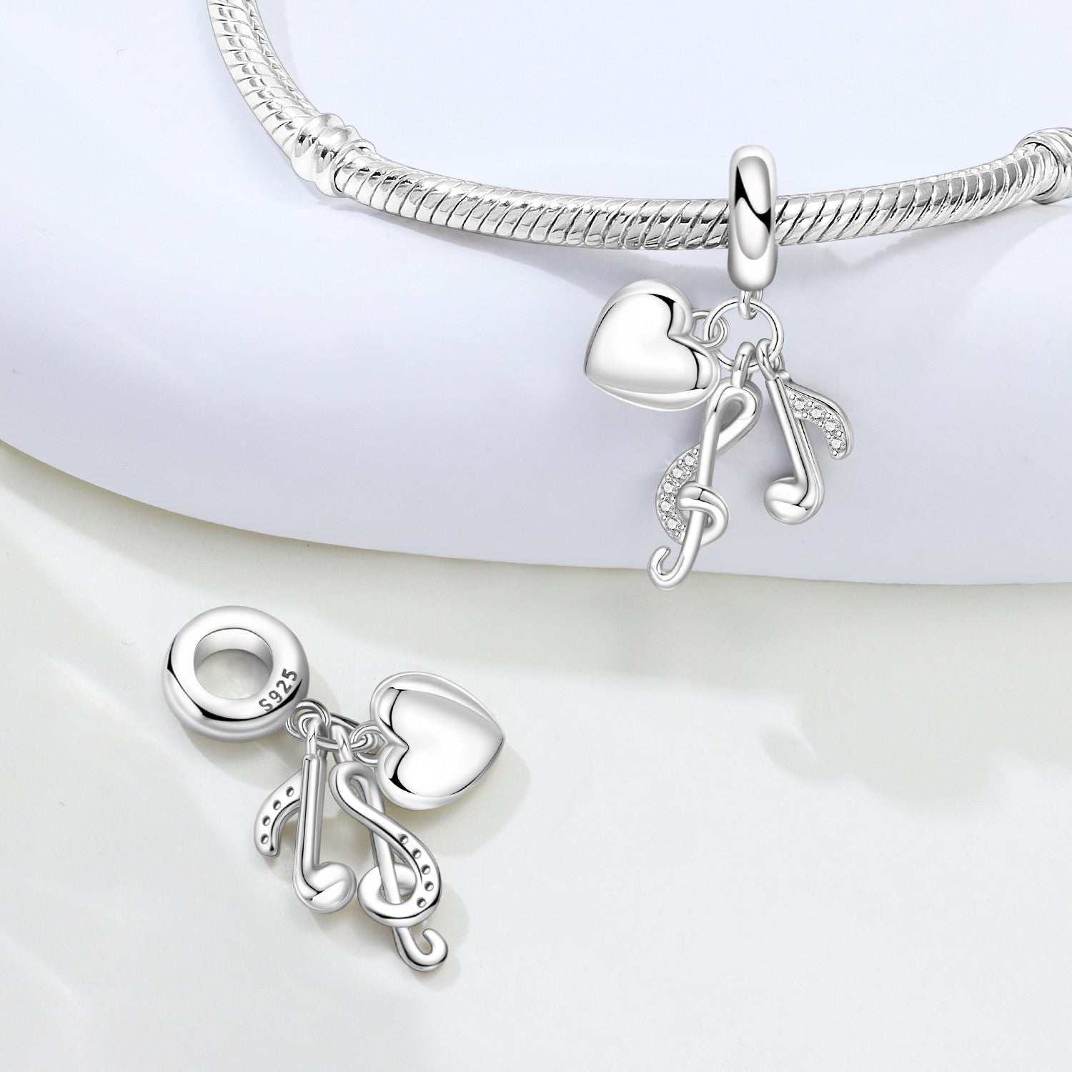 Heart & Music Notes Dangle Charm