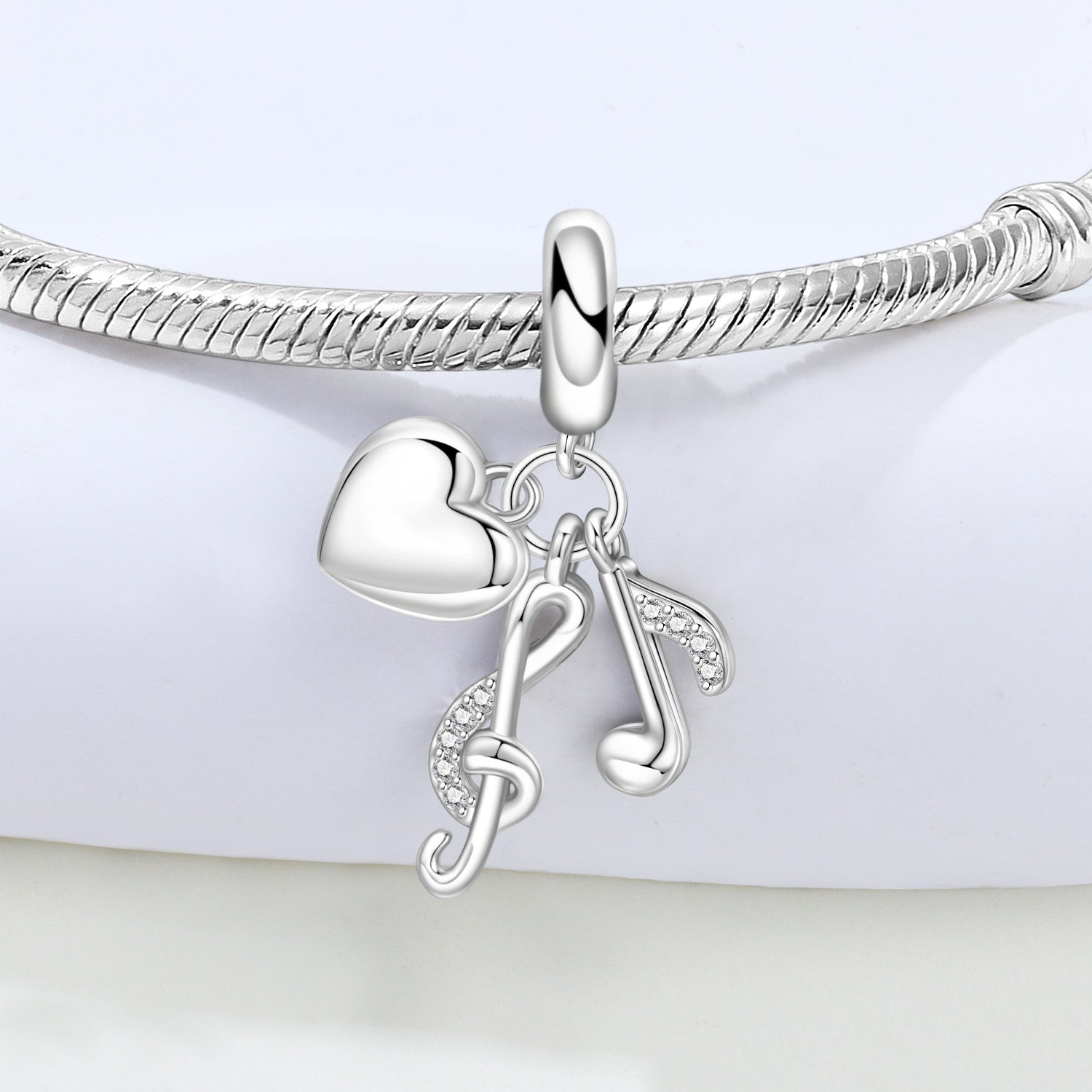 Heart & Music Notes Dangle Charm