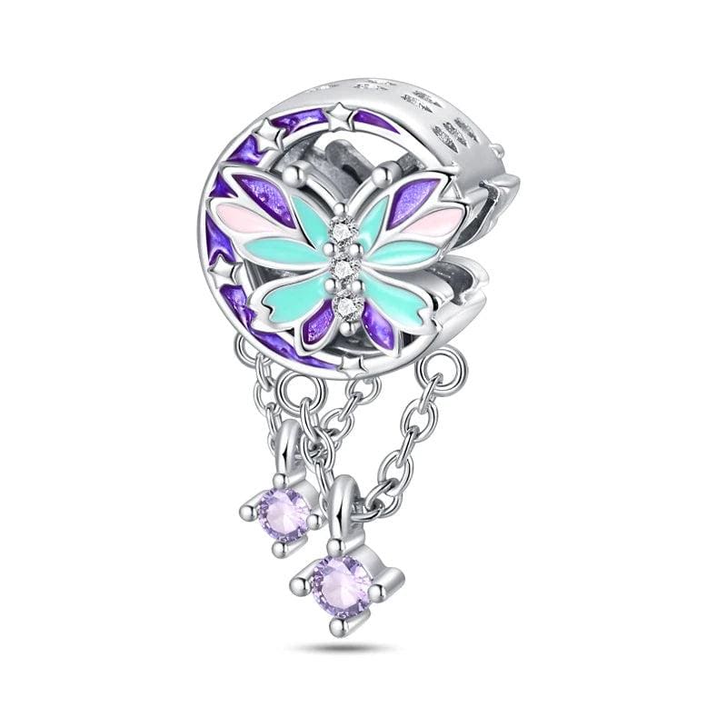 Purple Starry Moon & Butterfly Charm