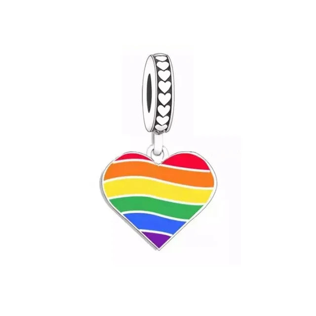 LGBTQ+ Pride Rainbow Heart Dangle Charm