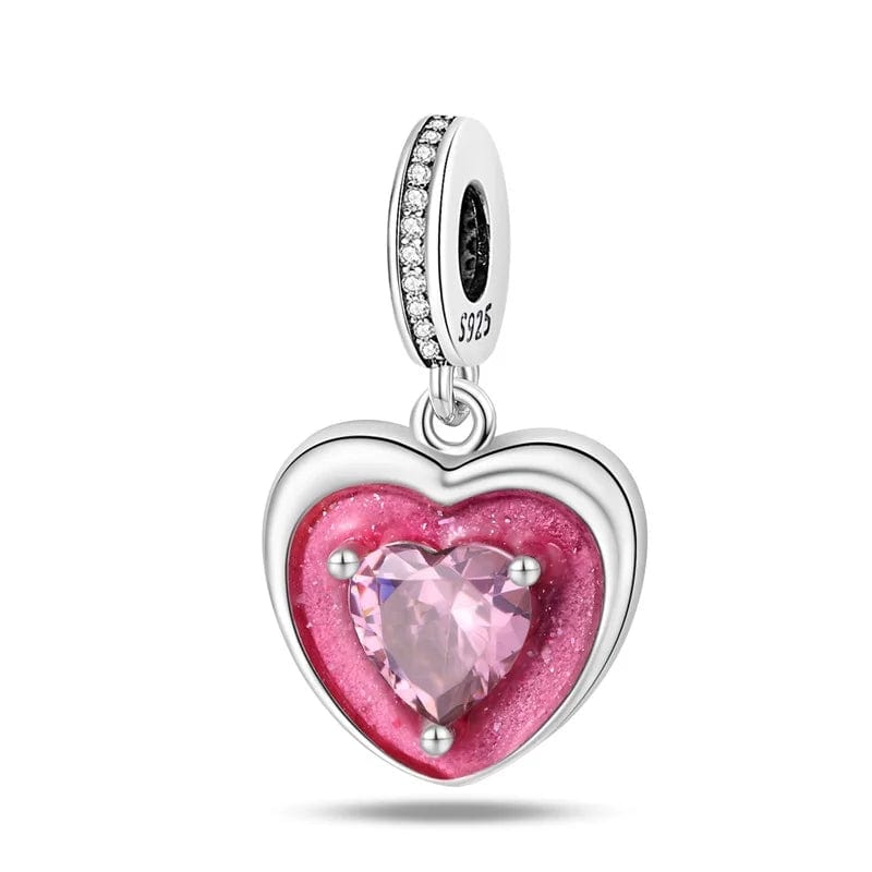 Shining Pink Heart Charm