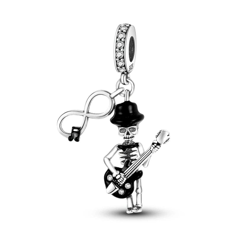 Skeleton with Guitar Dangle Charm