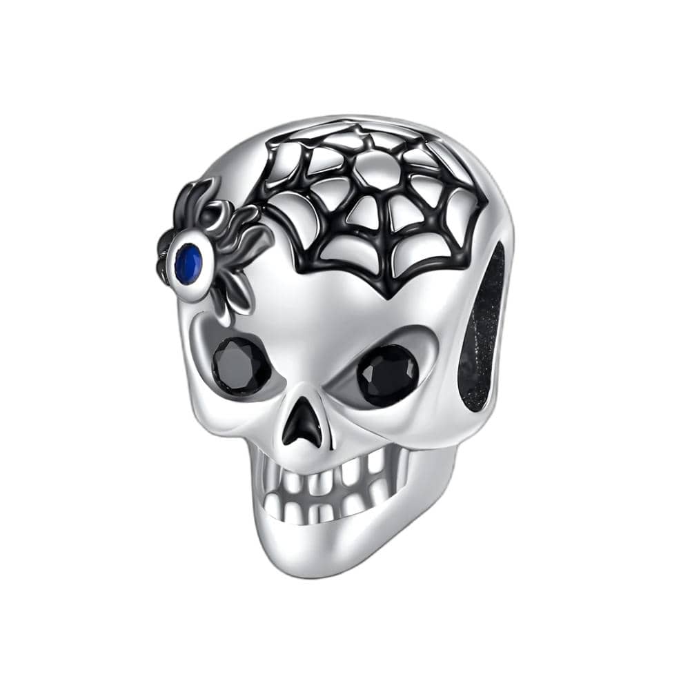 Skull Charm with Spider Web