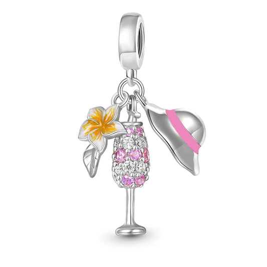 Summer Hat and Cocktail Dangle Charm