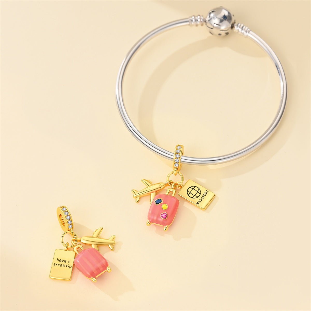 Pangama Jewelry Airplane, Passport & Suitcase Travel Dangle Charm