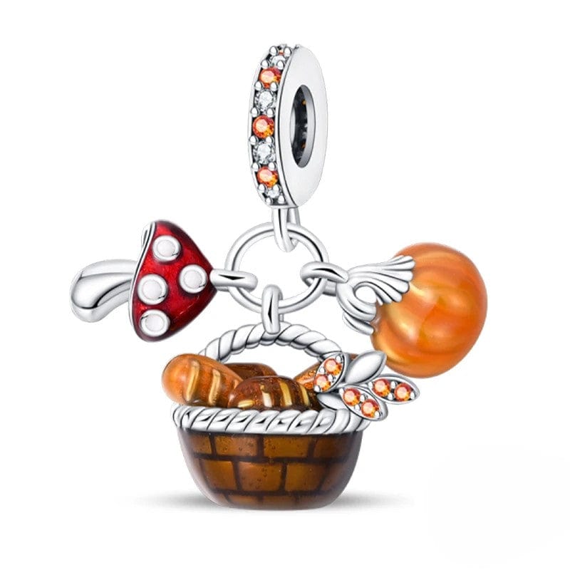 Pangama JewelryAutumn Basket Mushroom, Bread & Pumpkin Charm