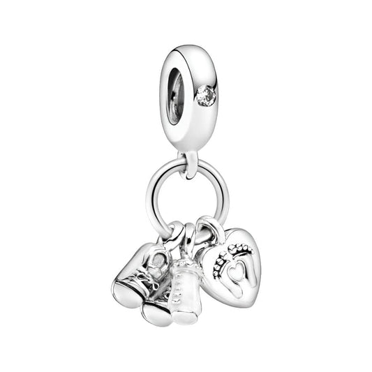 Baby Bottle and Shoes Dangle Charm