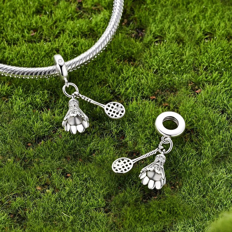 Pangama Jewelry Badminton Shuttlecock & Racket Dangle Charm