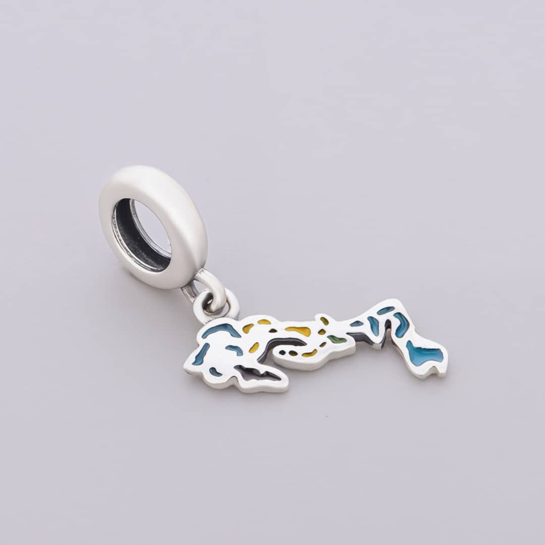 Pangama Jewelry Bahamas Map Flag Dangle Charm