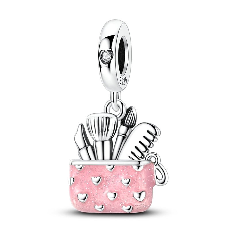 Pangama Jewelry Beauty Essentials Pink Makeup Bag Dangle Charm