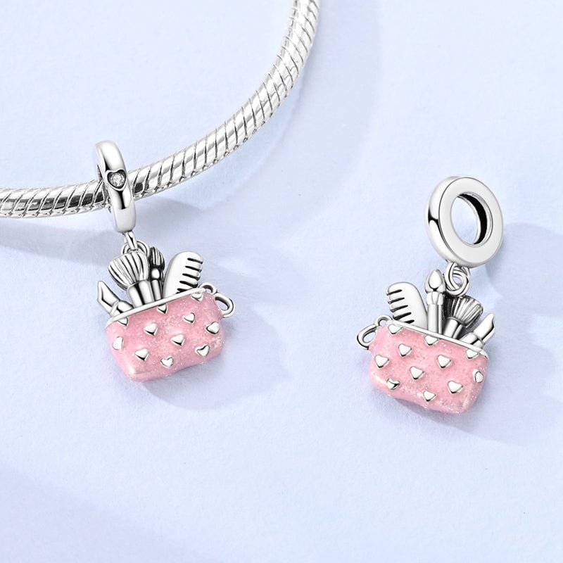 Pangama Jewelry Beauty Essentials Pink Makeup Bag Dangle Charm