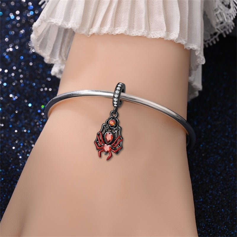 Pangama Jewelry Black & Red Spider Web Dangle Charm