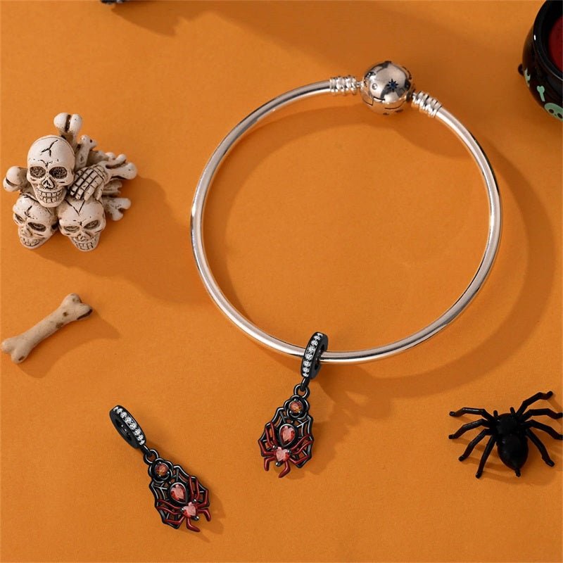 Pangama Jewelry Black & Red Spider Web Dangle Charm