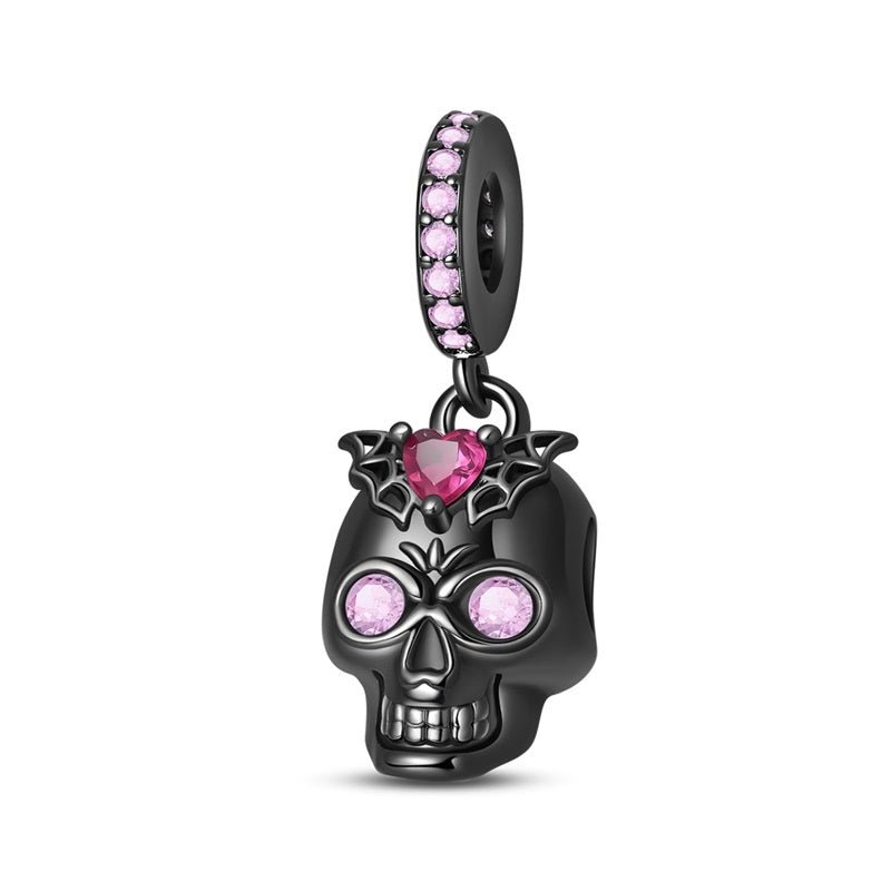 Pangama Jewelry Black Skull with Pink Crystals Dangle Charm
