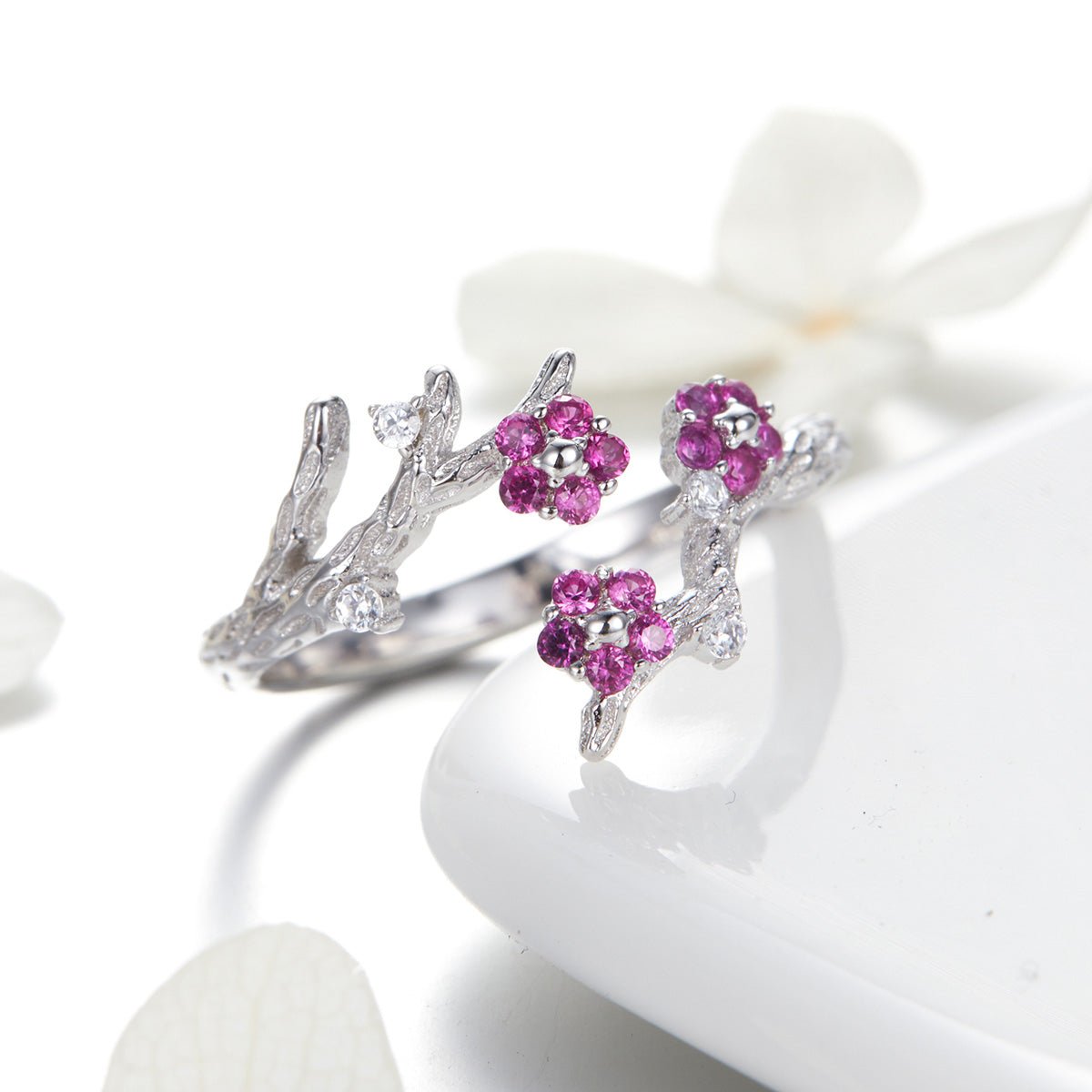 Pangama Jewelry Blooming Pink Blossom Garden Adjustable Ring