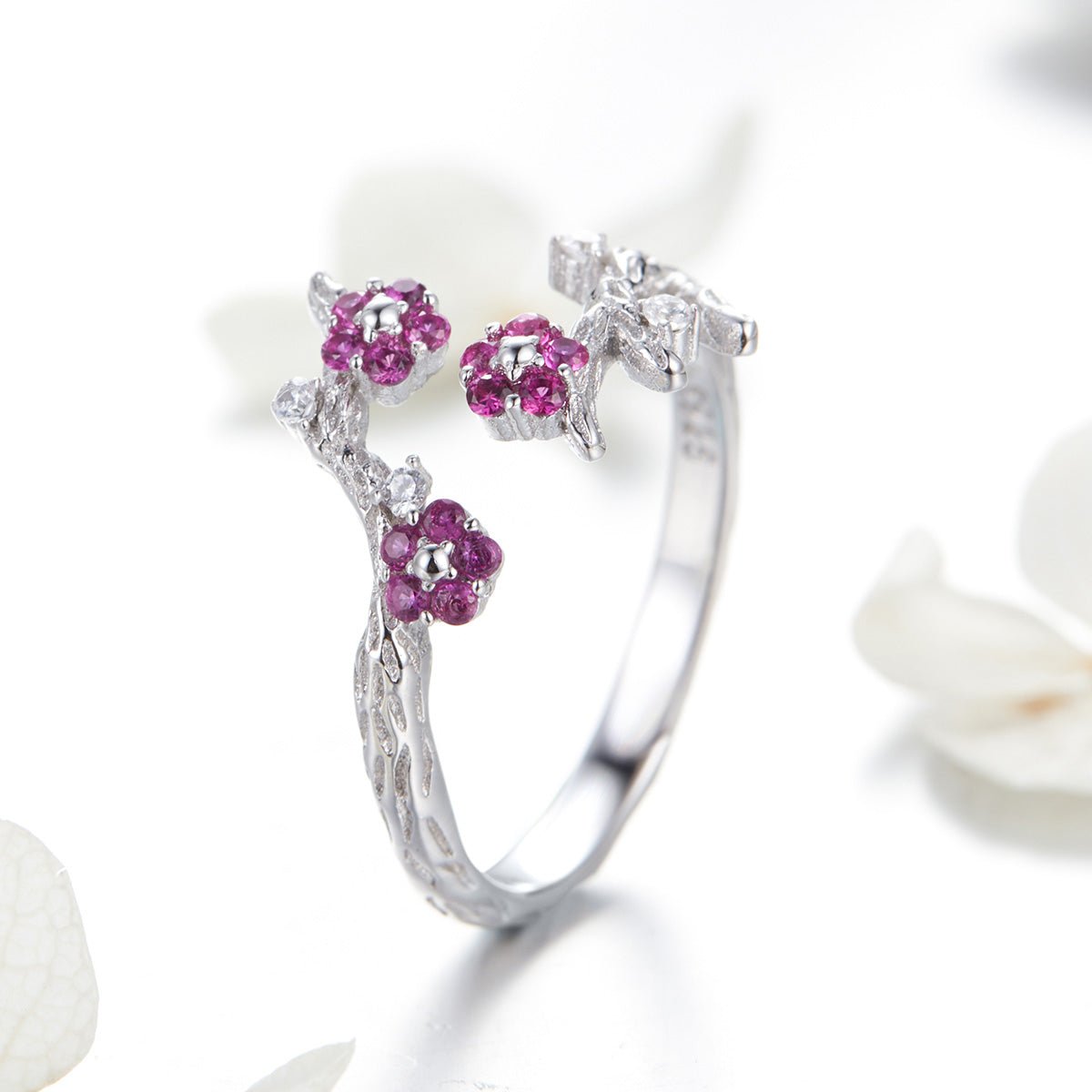Pangama Jewelry Blooming Pink Blossom Garden Adjustable Ring
