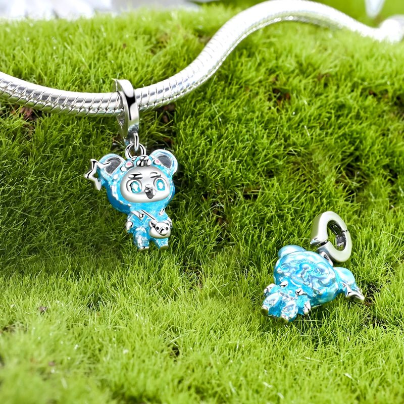 Pangama Jewelry Blue Bear Costume Girl Dangle Charm