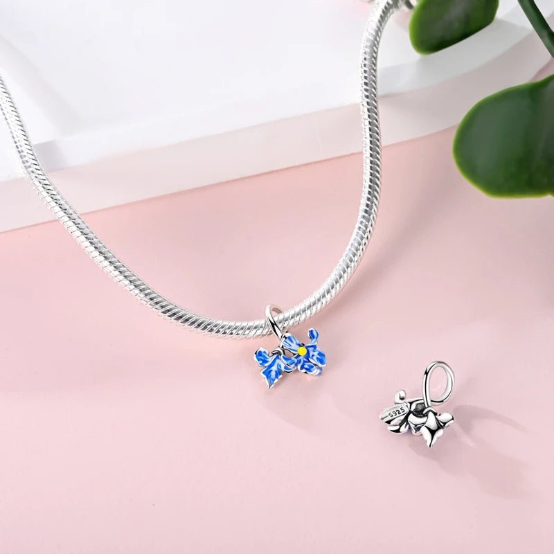 Pangama Jewelry Blue Enamel Flower Charm