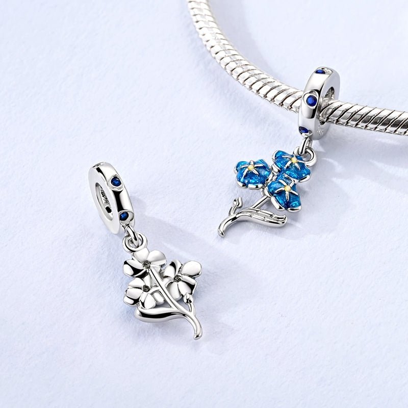 Pangama Jewelry Blue Forget - Me - Not Flower Dangle Charm
