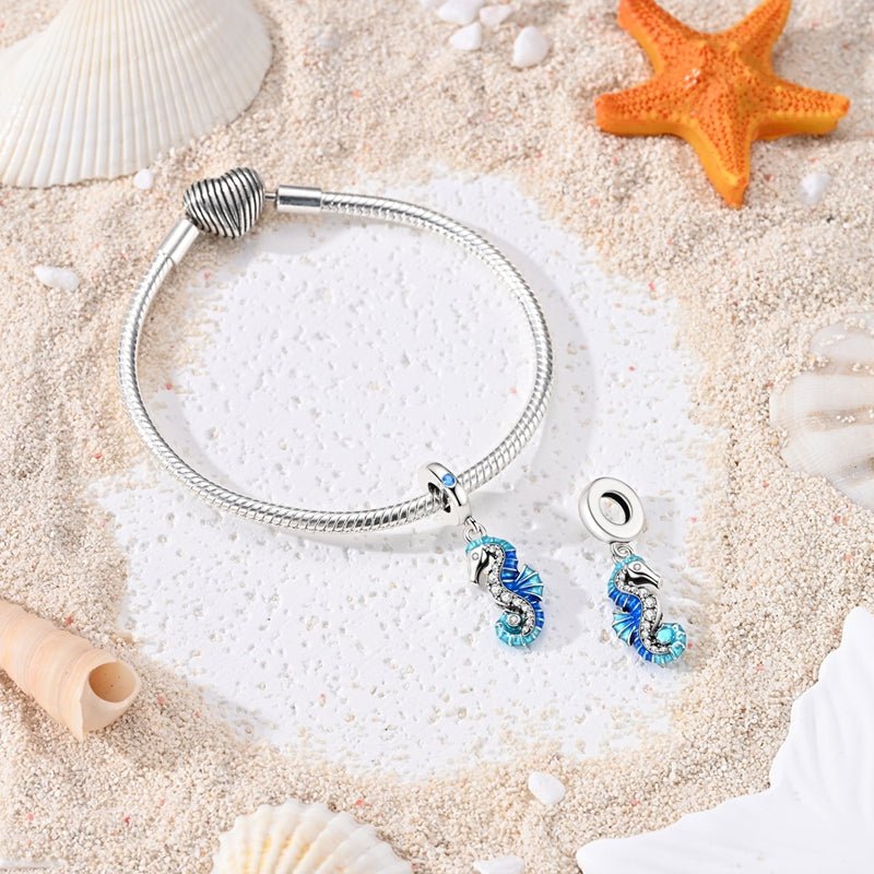 Pangama Jewelry Blue Seahorse Dangle Charm