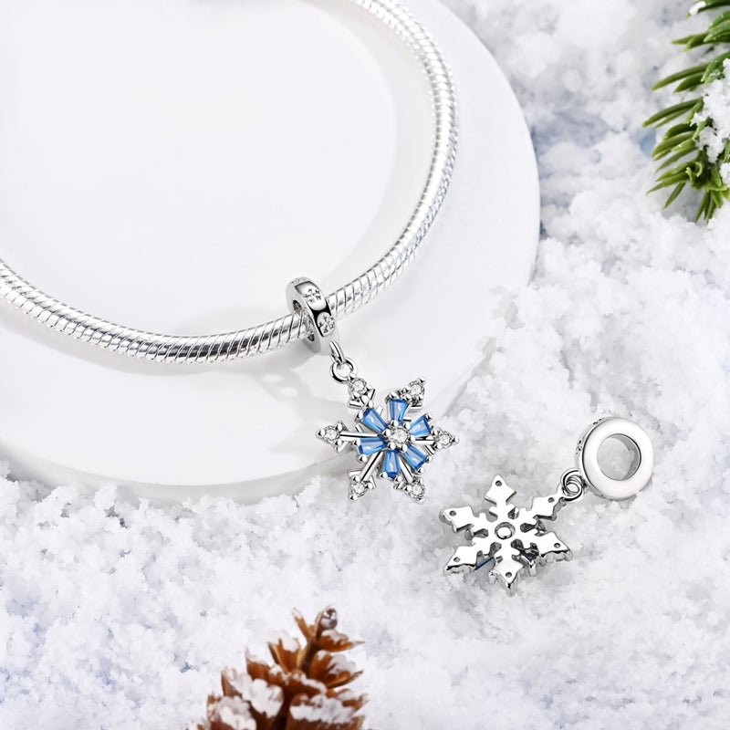 Pangama Jewelry Blue Spinning Snowflake Dangle Charm