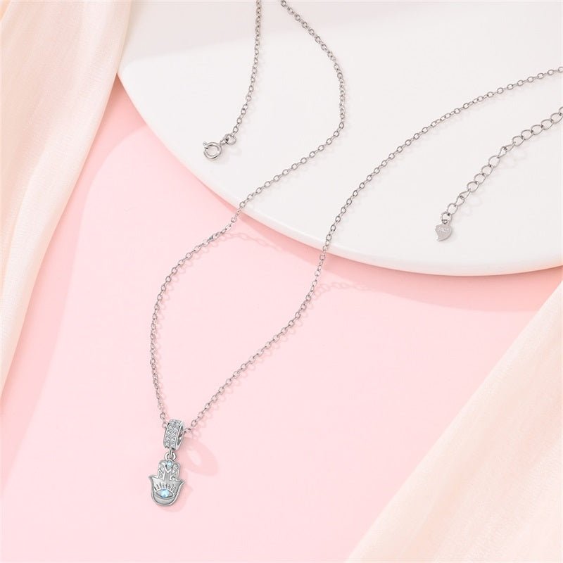 Pangama Jewelry Blue Stone Hamsa Hand Necklace