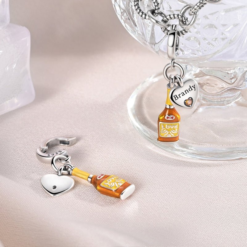 Pangama Jewelry Brandy Bottle & Heart “Brandy Lover” Dangle Charm
