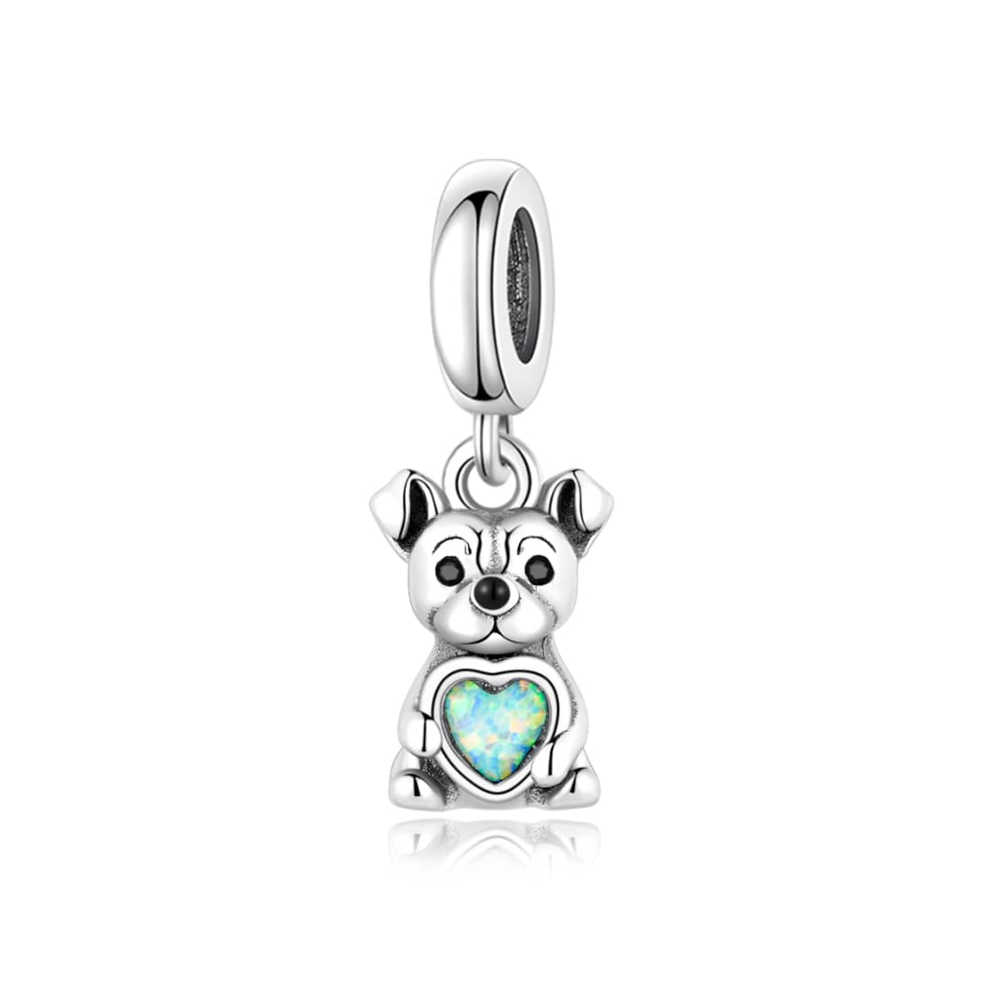 Pangama Jewelry Bulldog Dog with Heart Stone Dangle Charm