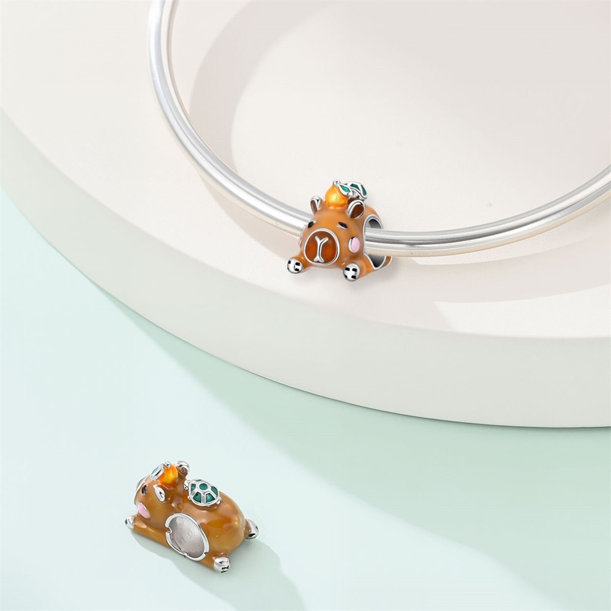 Pangama Jewelry Capybara with Tangerine On Head Charm