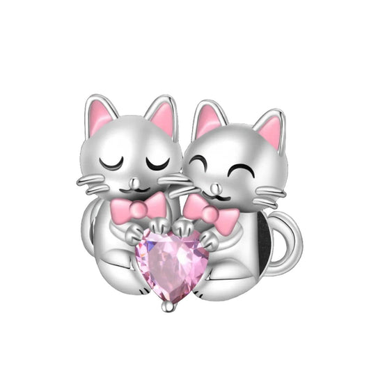 Cat Couple Heart Charm