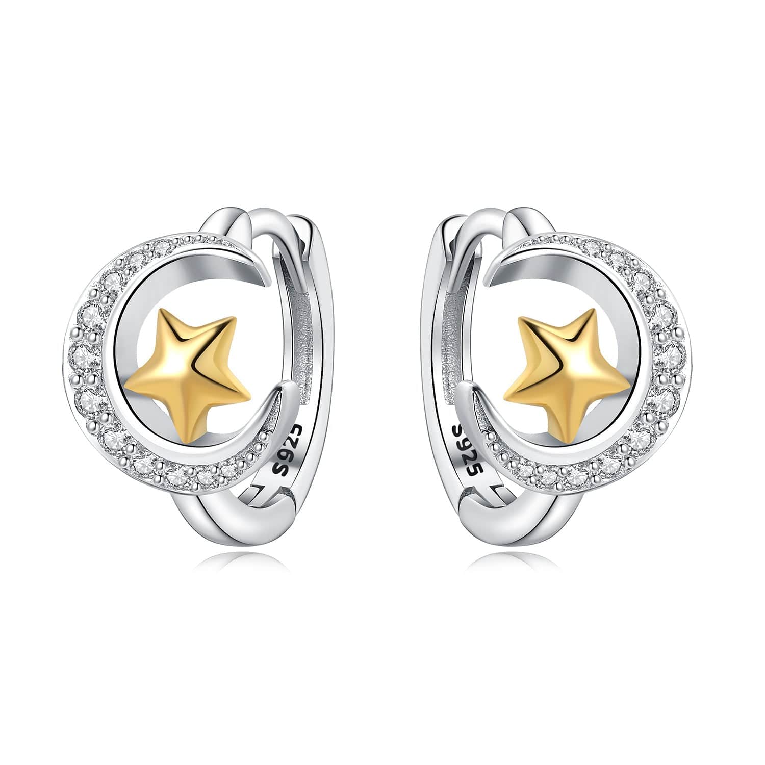 Celestial Star Crescent Hoop Earrings