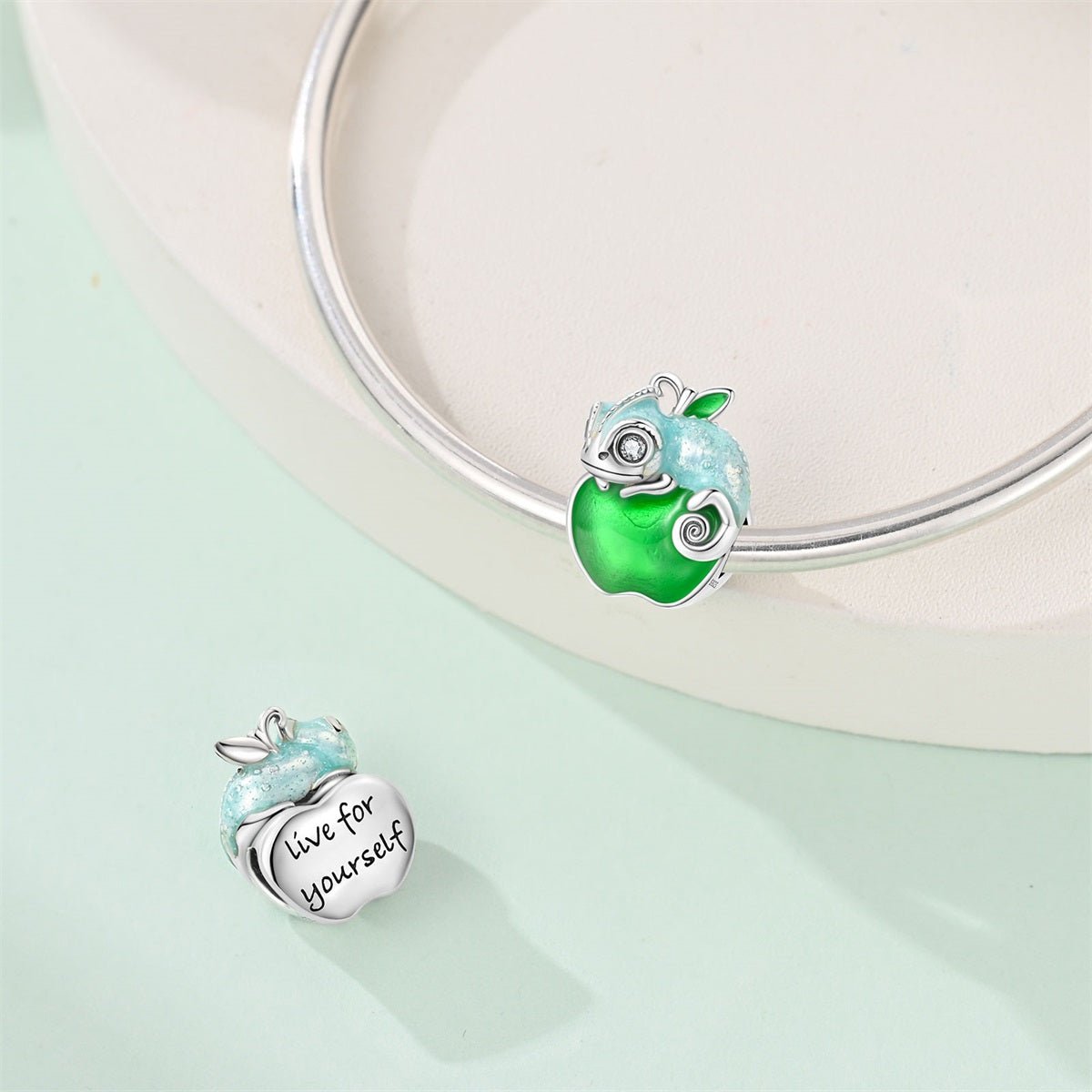 Pangama Jewelry Chameleon on Green Apple Charm