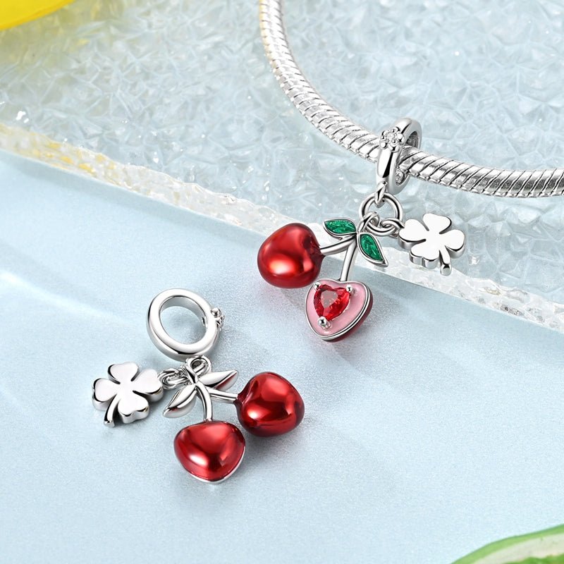 Pangama Jewelry Cherry with Four - Leaf Clover Dangle Charm