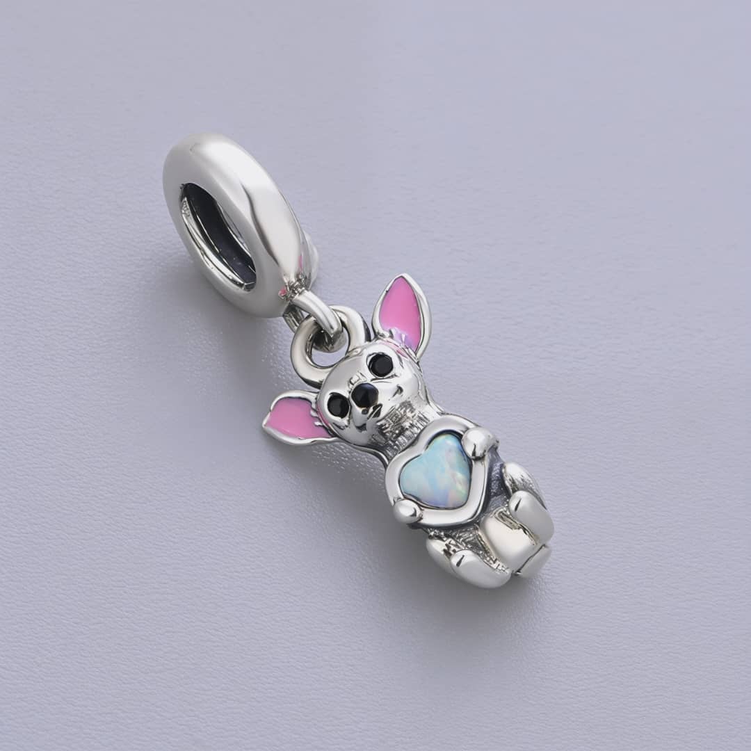 Pangama Jewelry Chihuahua Dog with Heart Stone Dangle Charm
